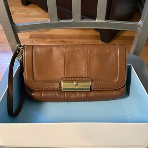 Coach brown wristlet